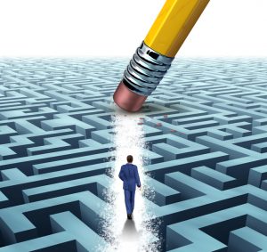 maze being erased and man following new path
